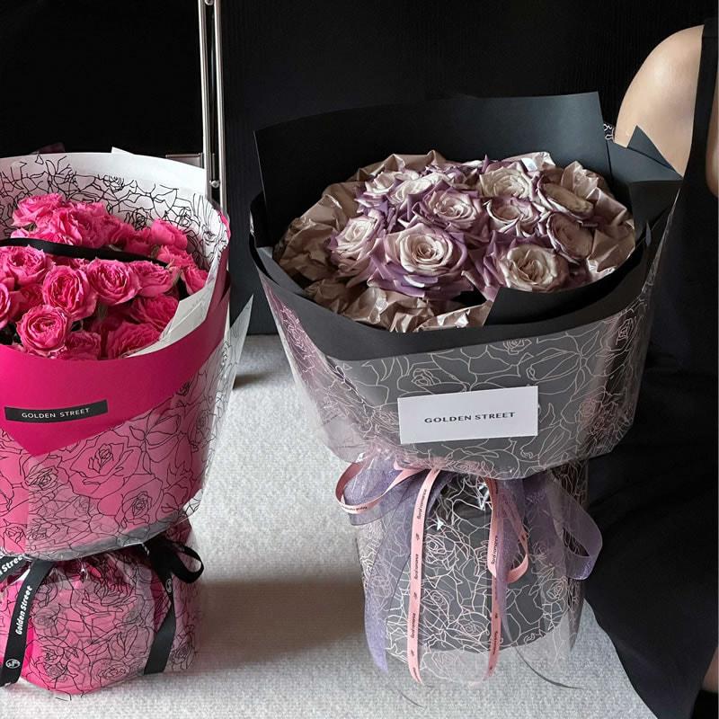 MYHC-29 Monochrome Rose Lines OPP Filem Pembungkusan Bunga Lutsinar