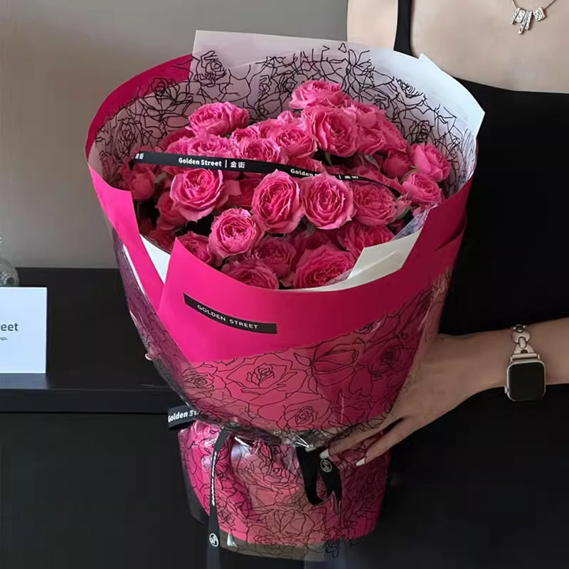 MYHC-29 Monochrome Rose Lines OPP Filem Pembungkusan Bunga Lutsinar
