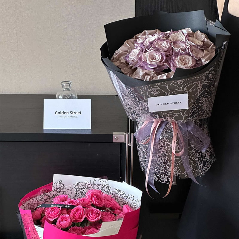 MYHC-29 Monochrome Rose Lines OPP Filem Pembungkusan Bunga Lutsinar