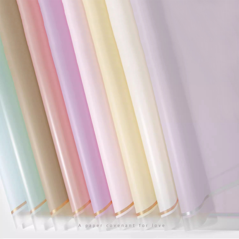 MYHC-61 White Edge Dengan Gold Edge Matte Film Matte Flower Paper Balutan