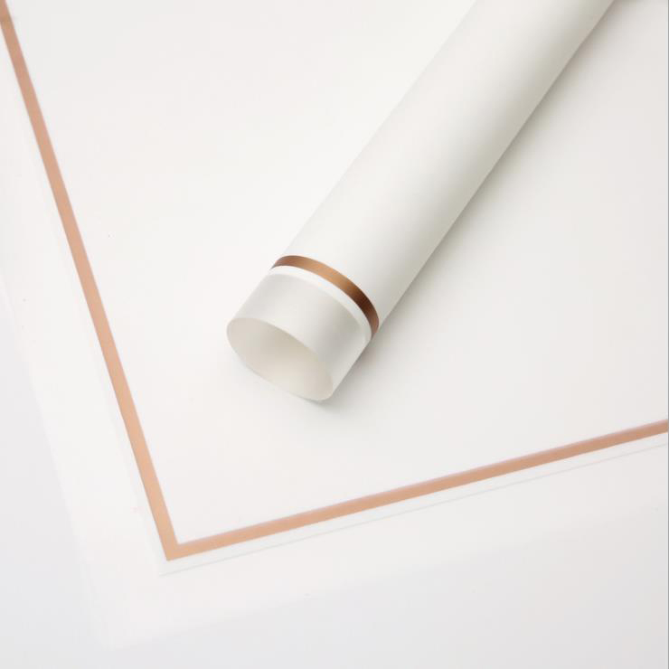 MYHC-61 White Edge Dengan Gold Edge Matte Film Matte Flower Paper Balutan