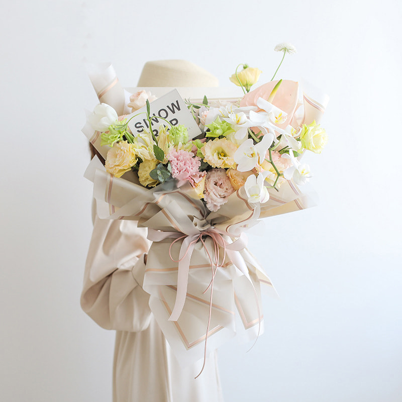 MYHC-61 White Edge Dengan Gold Edge Matte Film Matte Flower Paper Balutan