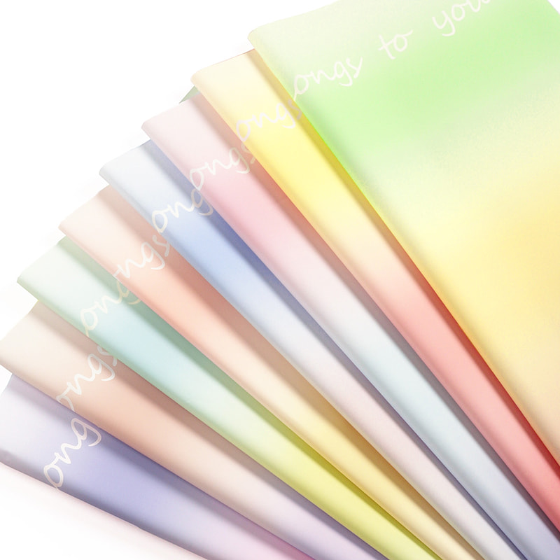 Kertas Pembalut Bunga Kalis Air Warna Gradien Macaron MYHC-66