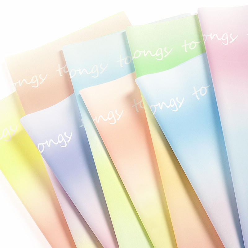 Kertas Pembalut Bunga Kalis Air Warna Gradien Macaron MYHC-66