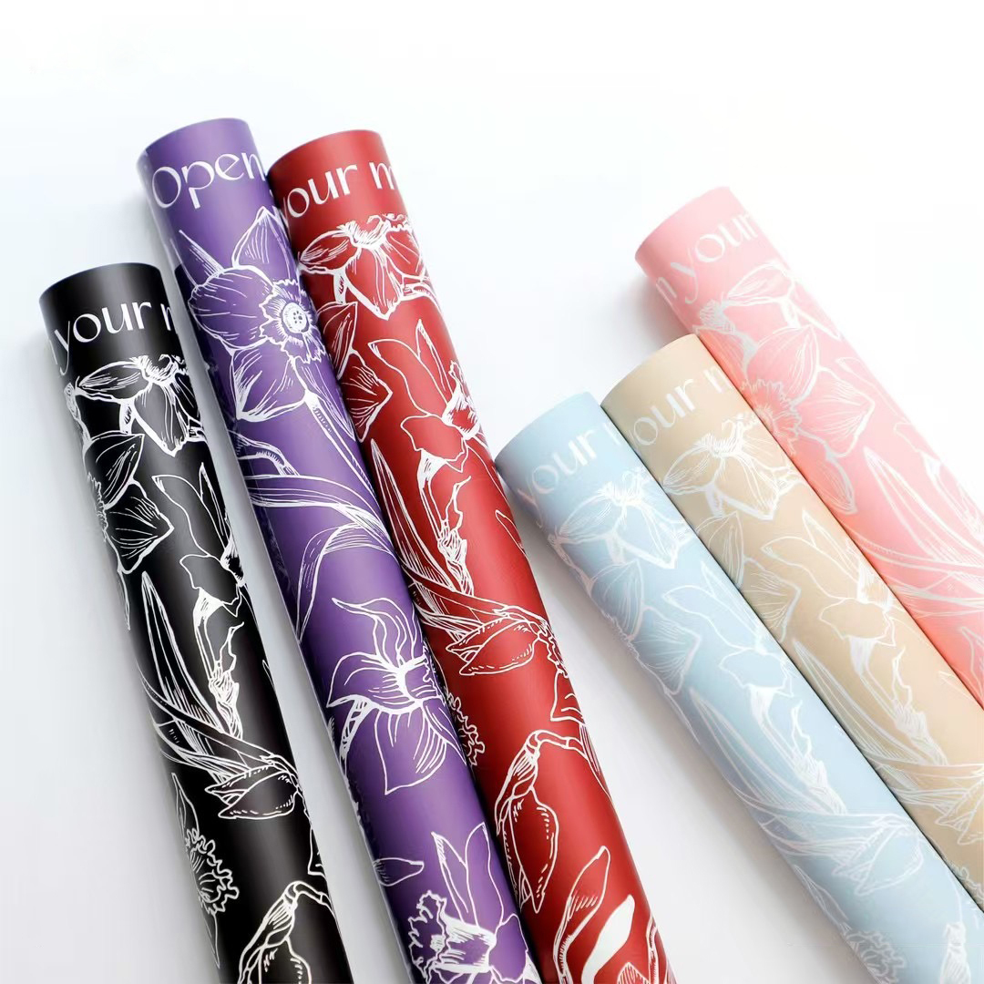 MYHC-77 Daffodils Lines Kertas Pembalut Bunga Filem Pearlescent Bopp