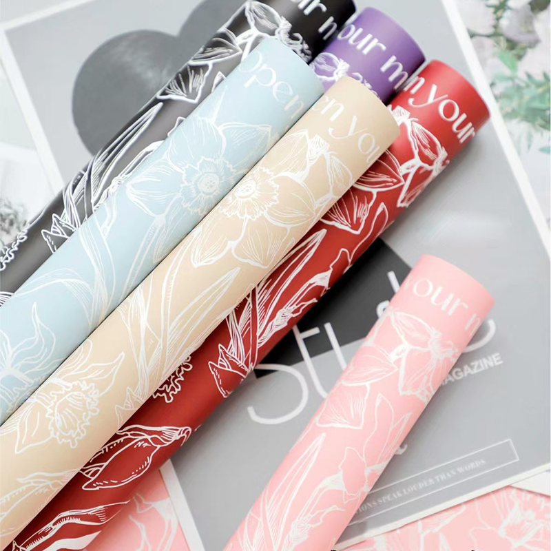 MYHC-77 Daffodils Lines Kertas Pembalut Bunga Filem Pearlescent Bopp