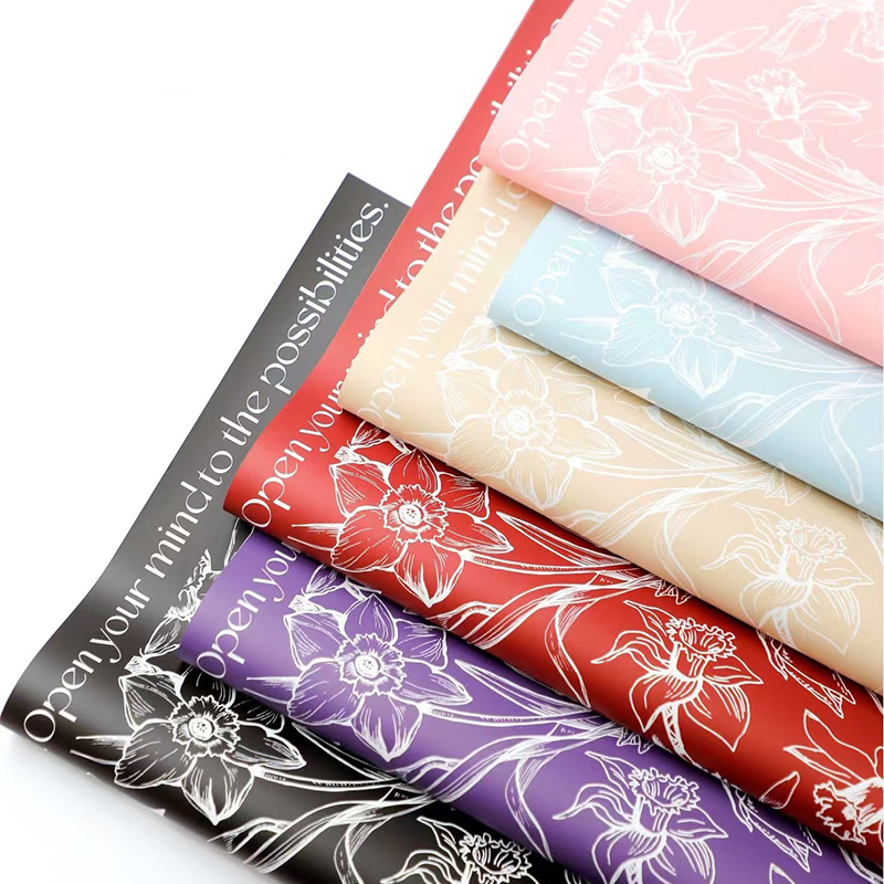 MYHC-77 Daffodils Lines Kertas Pembalut Bunga Filem Pearlescent Bopp