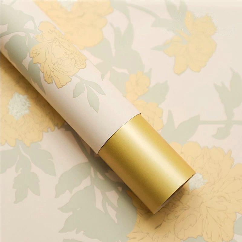 MYHC-78 Emas-Sempadan Cina Corak Peony Filem Pearlescent Kertas Pembalut Bunga
