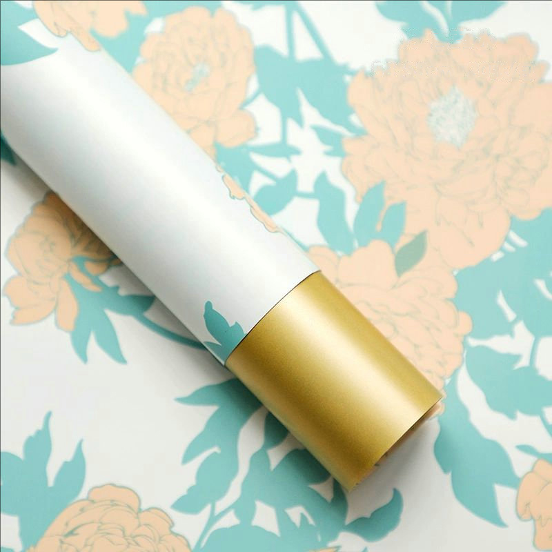 MYHC-78 Emas-Sempadan Cina Corak Peony Filem Pearlescent Kertas Pembalut Bunga