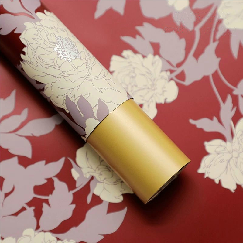 MYHC-78 Emas-Sempadan Cina Corak Peony Filem Pearlescent Kertas Pembalut Bunga