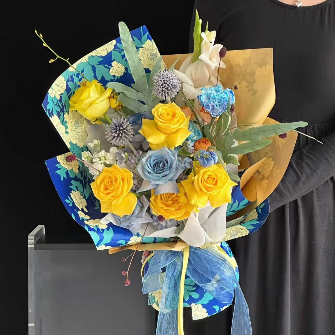 MYHC-78 Emas-Sempadan Cina Corak Peony Filem Pearlescent Kertas Pembalut Bunga
