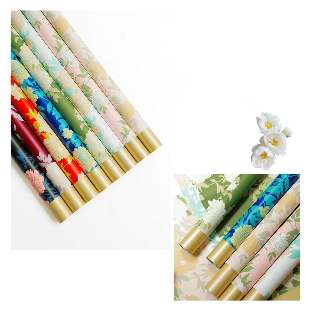 MYHC-78 Emas-Sempadan Cina Corak Peony Filem Pearlescent Kertas Pembalut Bunga