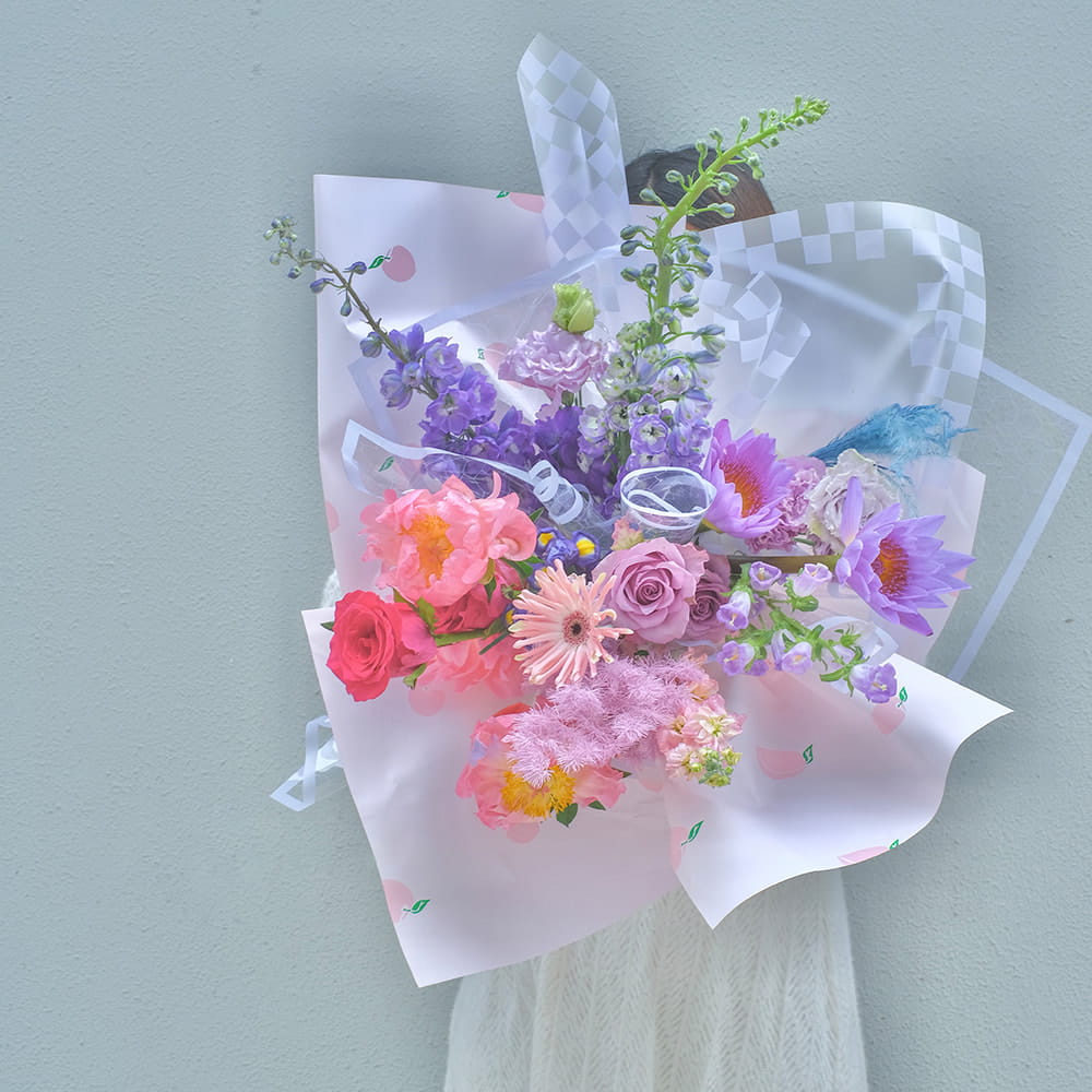 Kertas Pembungkus Bouquet Kotak-kotak Pelbagai Warna