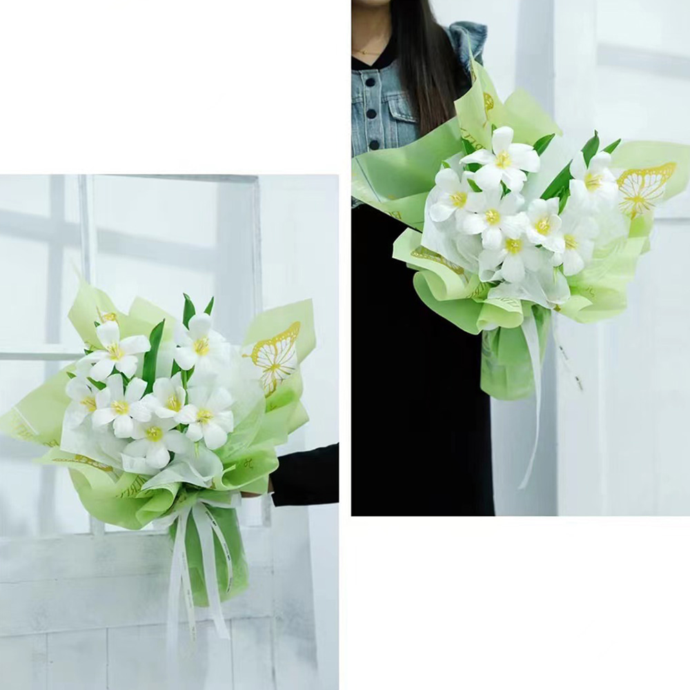 Pembungkusan Bouquet Kalis Air Kertas Nossa dengan Salutan Satu Sisi Reka Bentuk Cetakan Rama-rama Berongga Keluar