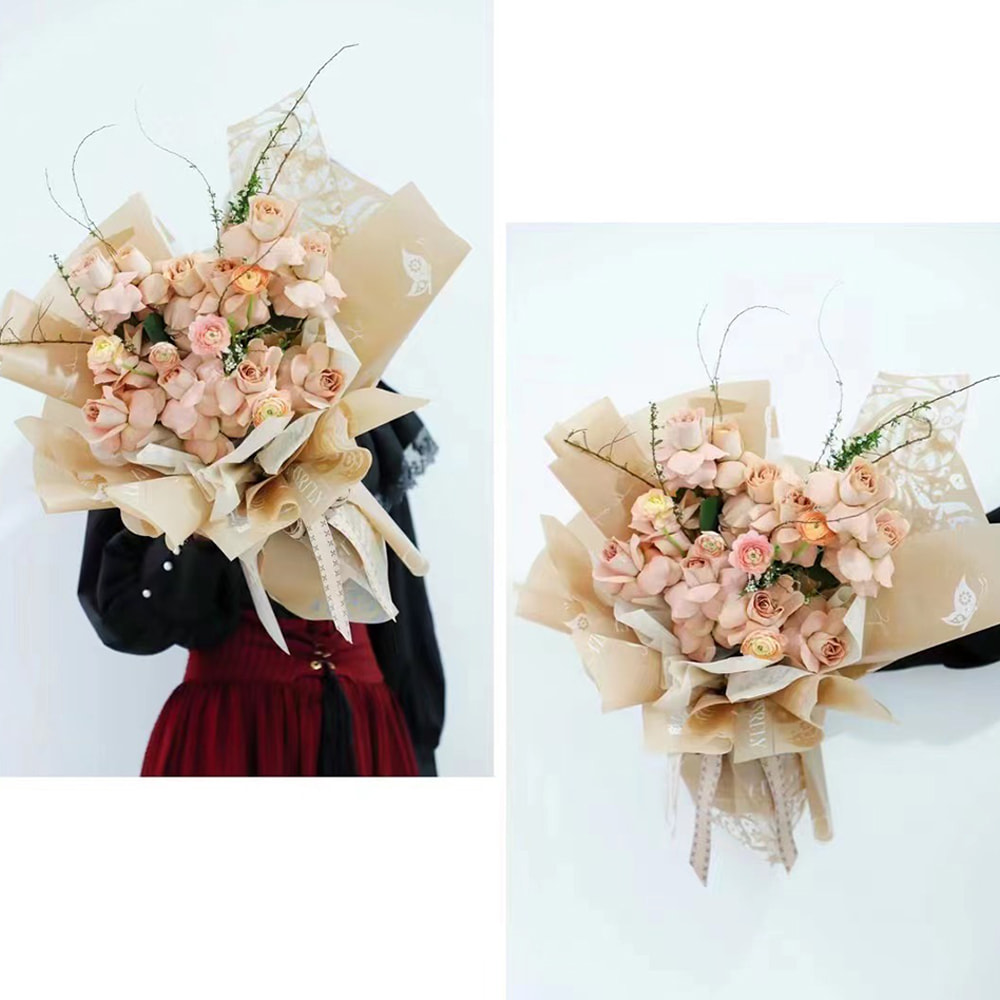 Pembungkusan Bouquet Kalis Air Kertas Nossa dengan Salutan Satu Sisi Reka Bentuk Cetakan Rama-rama Berongga Keluar