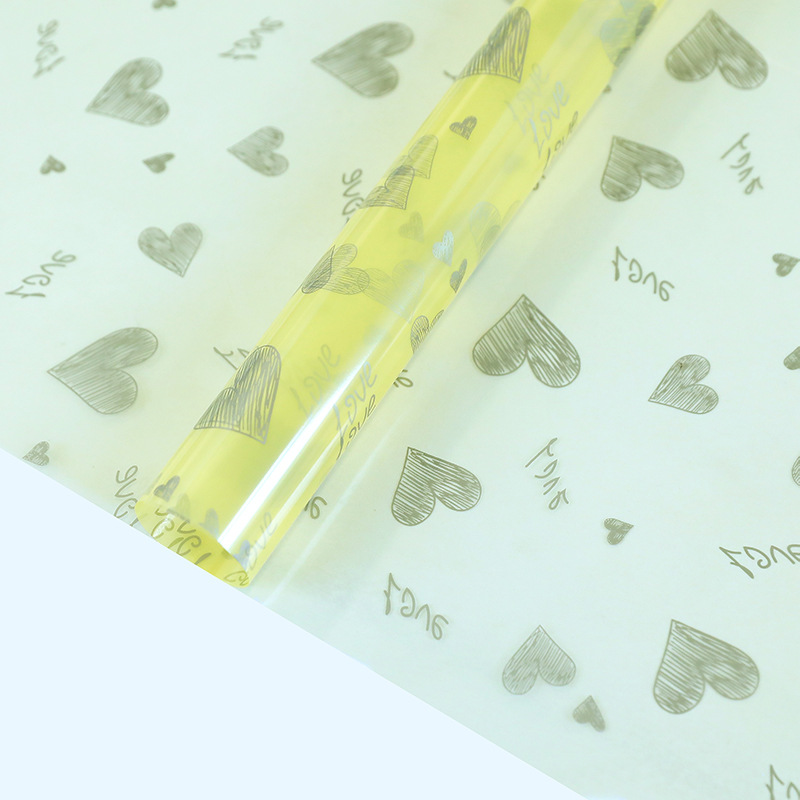Love Print Design Kertas Pembungkusan Bunga Kalis Air Tebal Satu Sisi Bersalut