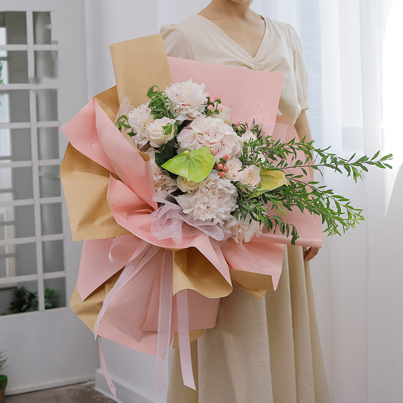 Kertas Pembalut Bouquet Warna Pepejal Korea