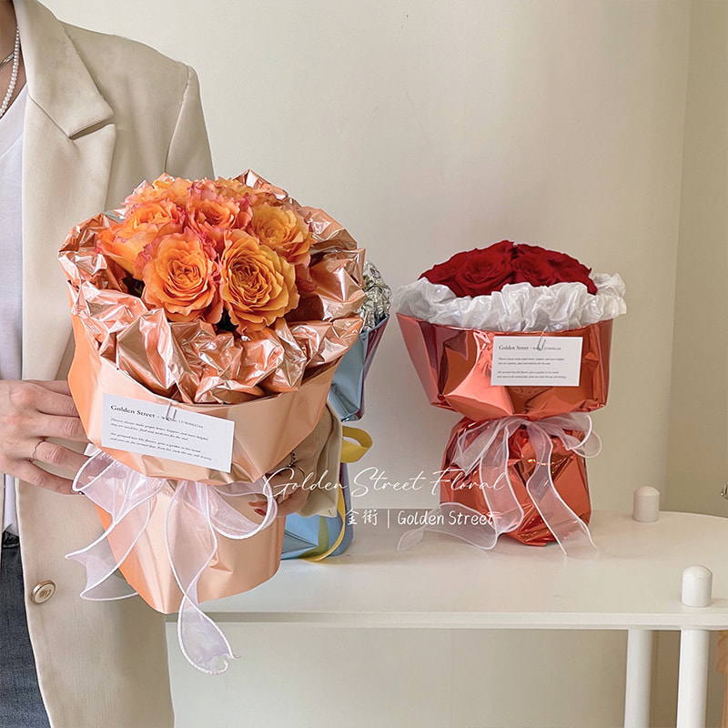 Kertas Pembalut Bouquet Bercermin Warna Pepejal