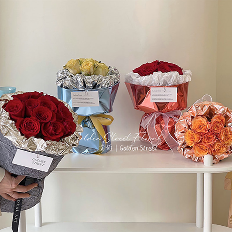 Kertas Pembalut Bouquet Bercermin Warna Pepejal