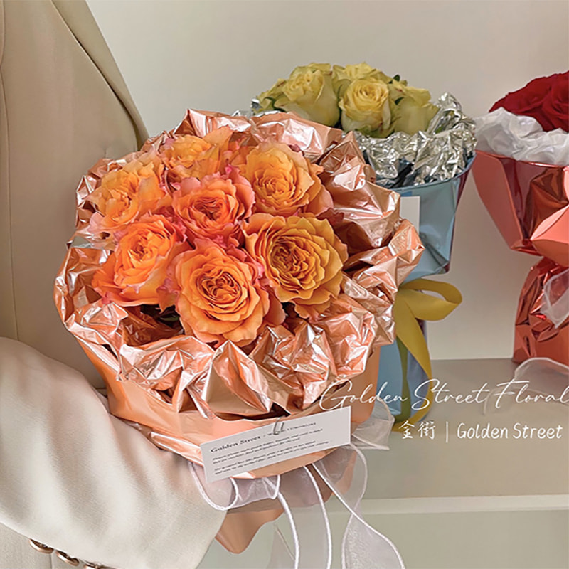 Kertas Pembalut Bouquet Bercermin Warna Pepejal