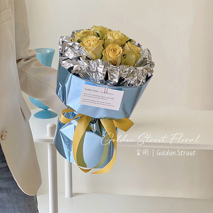 Kertas Pembalut Bouquet Bercermin Warna Pepejal