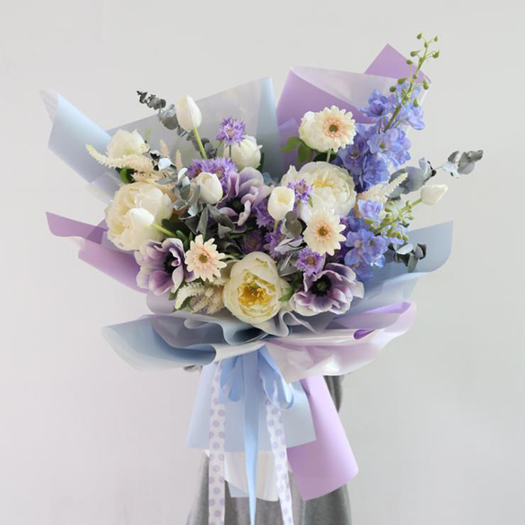 Kertas Pembalut Bouquet Warna Gula-gula Fantasi Bersalut Emas