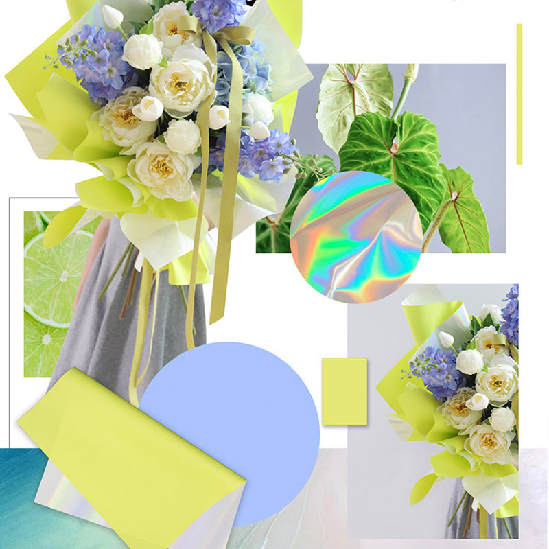 Kertas Pembalut Bouquet Warna Gula-gula Fantasi Bersalut Emas